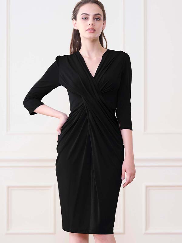 Restock: Black Venus Drape Dress