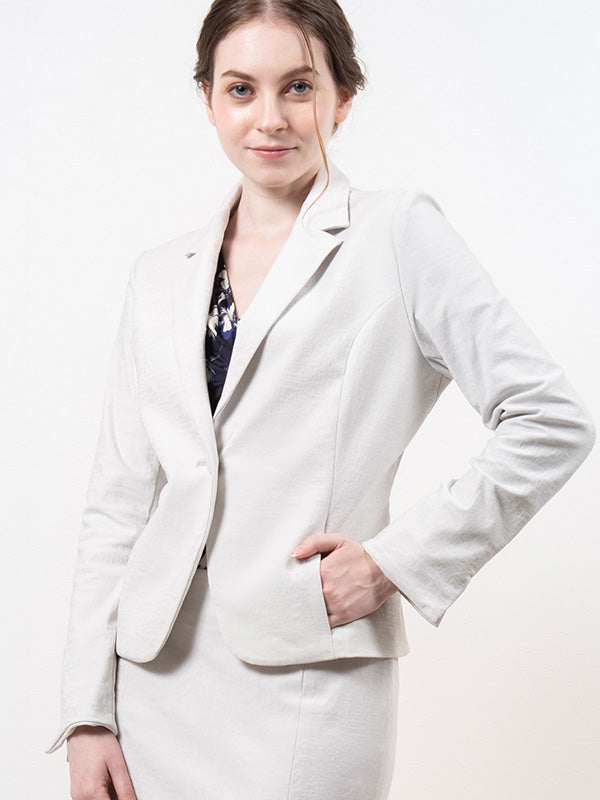Stretch Jacquard: Gray Jacquard Tailored Jacket