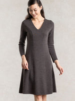 Charcoal Gray Milano Rib V-Neck Dress
