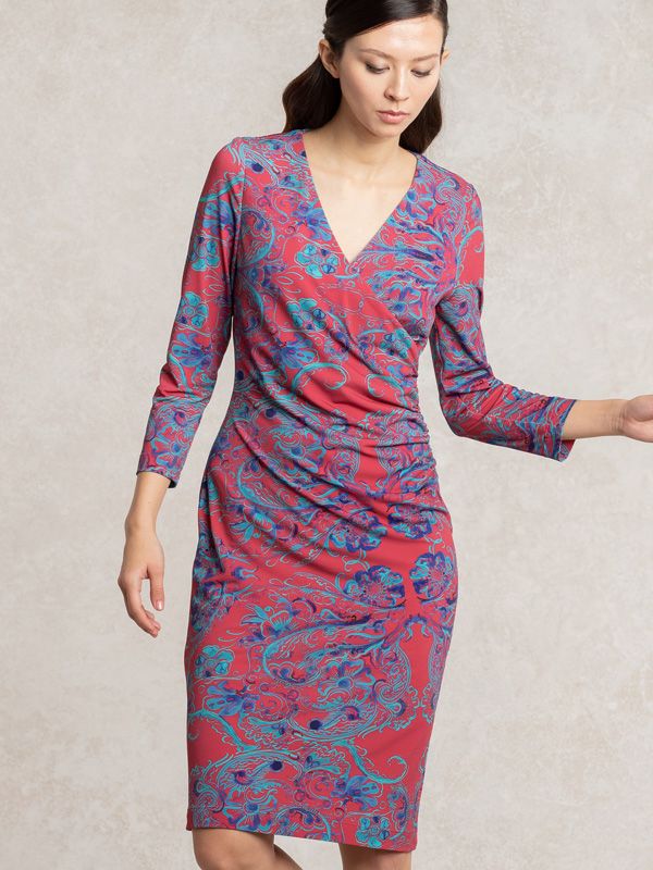Chinoiserie Red Side Gather Dress