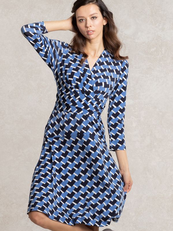 Blue Aztec Cache-Coeur Dress