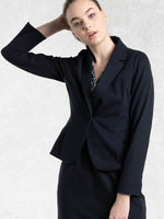 Cotton Blend: Navy Stretch Tailored Jacket
