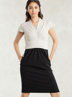 All-Season Material: Ice Gray X Black Docking Shell Dress