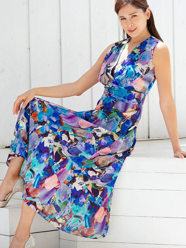 Stretch Chiffon: Water Mirror Marilyn Long Dress
