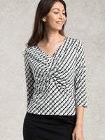 Black Tricolore Design Tucked Top