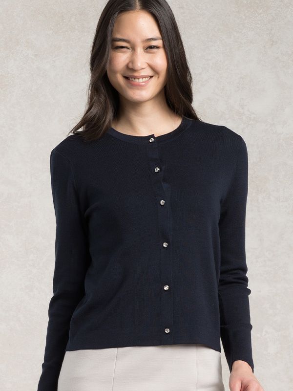 Navy Crew-Neck Cardigan