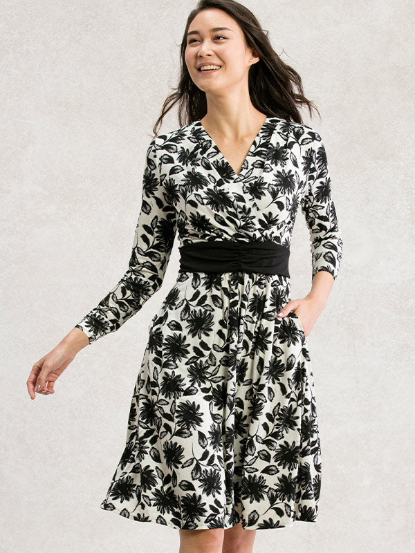 Black Gerbera Marilyn Dress