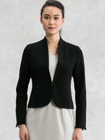 All-Season Material: Black Collarless Jacket