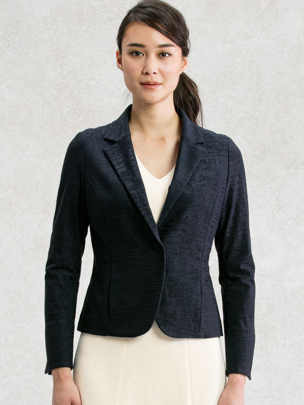 Navy Jacquard Tailored Jacket