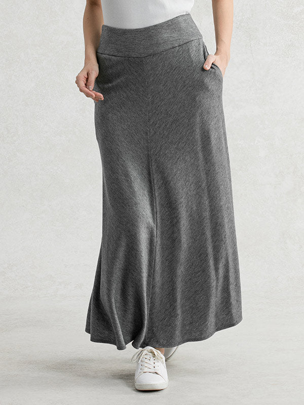 Long Length: Grey Bias Skirt