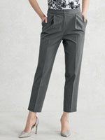 Cotton Blend: Gray Stretch I-Line Trousers