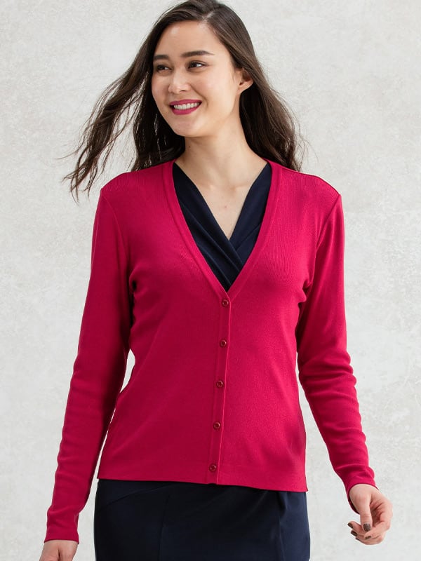 Red V-Neck Cardigan