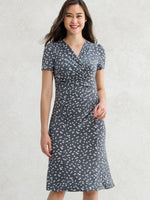 Gray Butterfly Gathered Dress