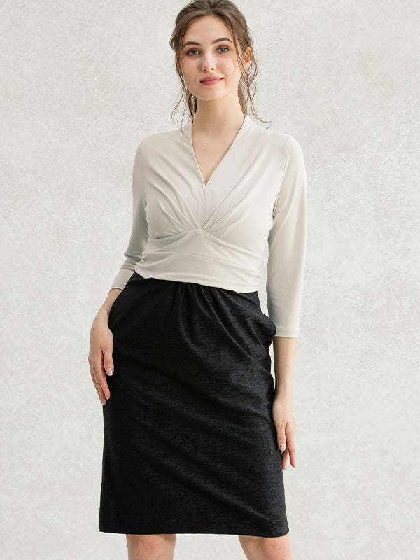 Stretch Jacquard: Stretch Jacquard Gray X Black Shell Dress