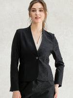 Stretch Jacquard: Black Collarless Jacket