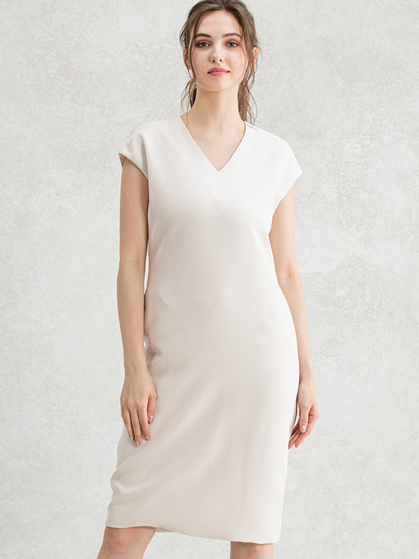 Suit Friendly: Airy Stretch Beige Bizsack Dress
