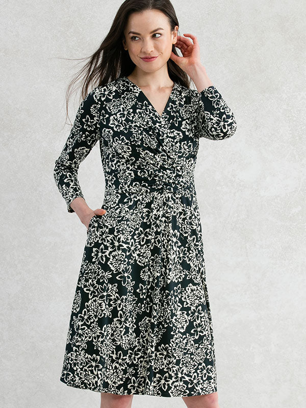 Navy Flower Marilyn Dress