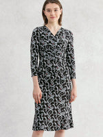 Black Leaf Gather Dress