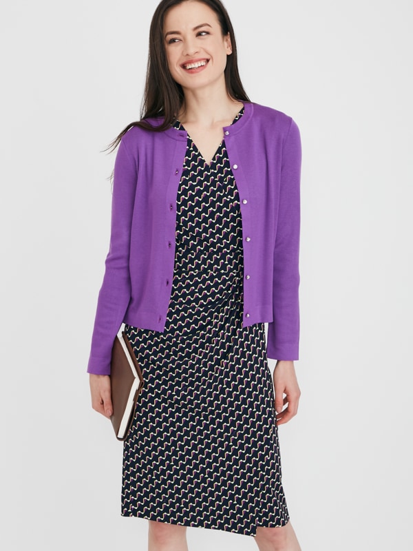 Purple Crew-Neck Cardigan