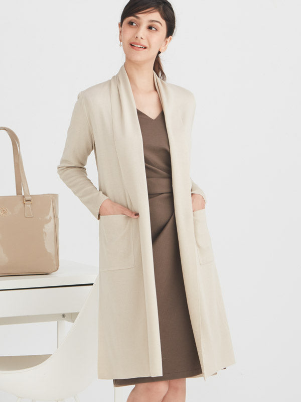 Khaki V-Neck Daily Dress