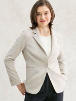 All-Season Material: Greige Long Tailored Jacket