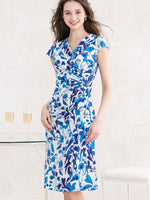 Blue Leaf Gathered Dress