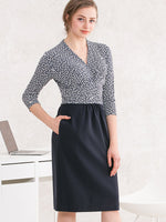 All-Season Material: Navy Mille Fleur Docking Shell Dress