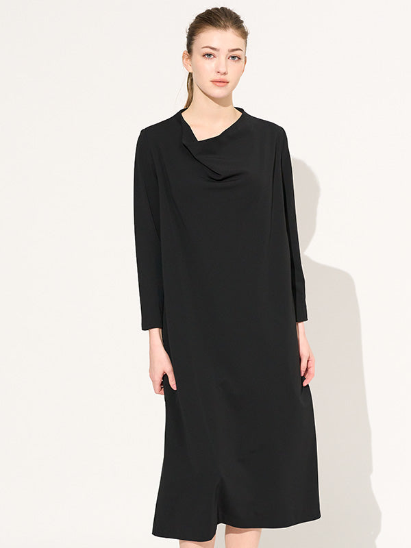 Double Jersey: Double Jersey Black Cowl Neck Dress