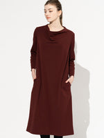 Burgundy Midi Cowl Neck Dress
