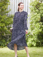 Stretch Chiffon: Navy Clover Bohemian Chiffon Long