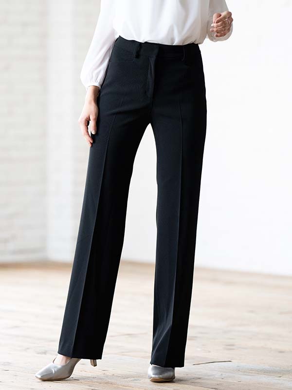 All-Season Material: Smart Stretch Black Straight Pants