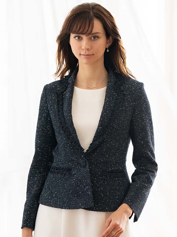 Navy Tweed Tailored Jacket