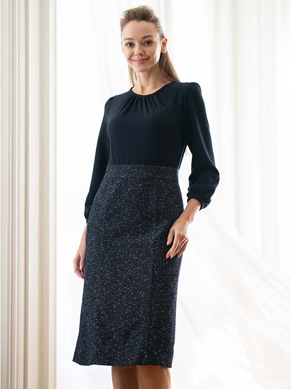 ECO: Navy Switch Tweed Dress