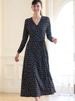 Long Length: Black Giraffe Long Cache-Coeur Ribbon Dress