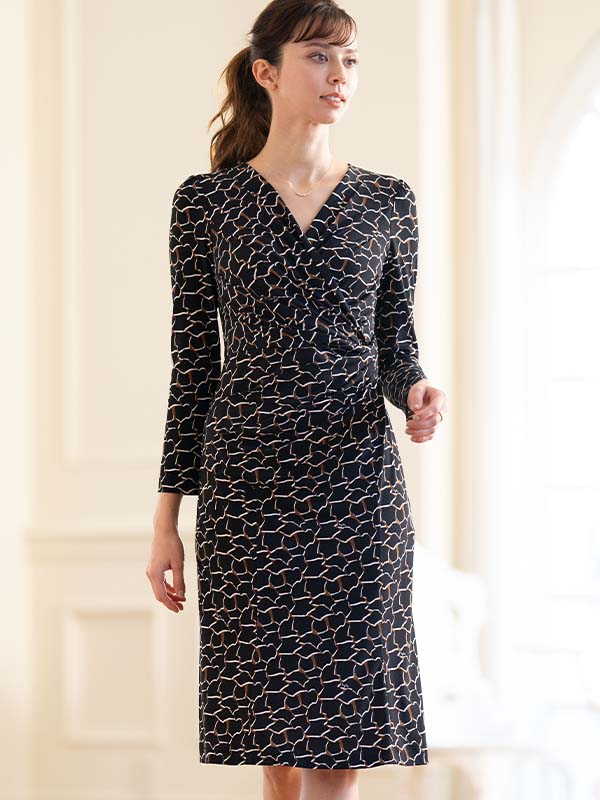 Black Giraffe Gather Dress