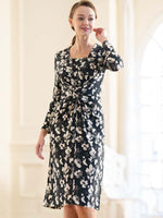 Classical Flower V-Drape Dress