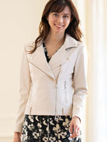 Ivory Beige Stretch Riders Jacket