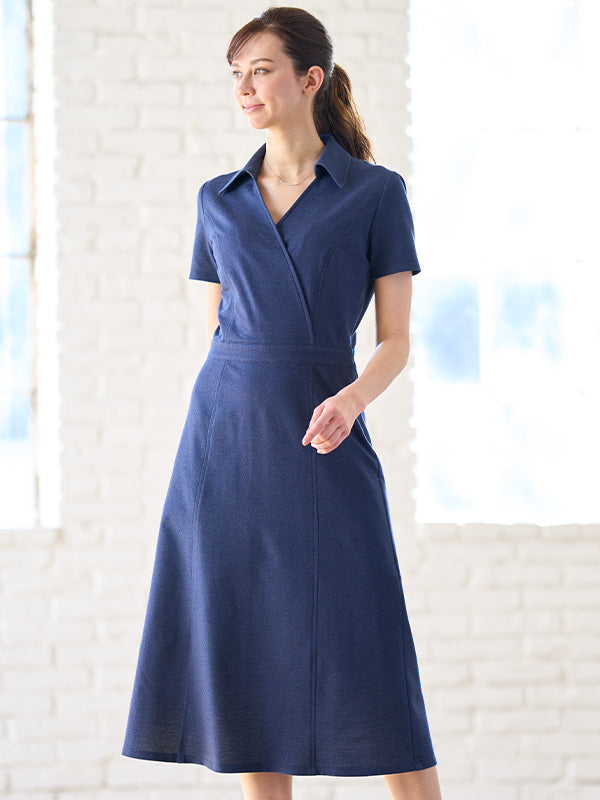 Indigo Blue Stretch Denim Shirt Dress