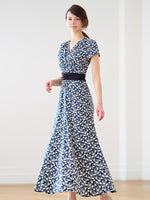 Long Length: Navy Playing Card Geo Long Marilyn Dress