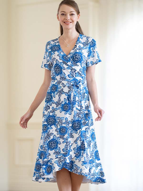Japanese Pattern: Azure Peony Andalusia Dress