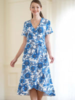 Japanese Pattern: Azure Peony Andalusia Dress