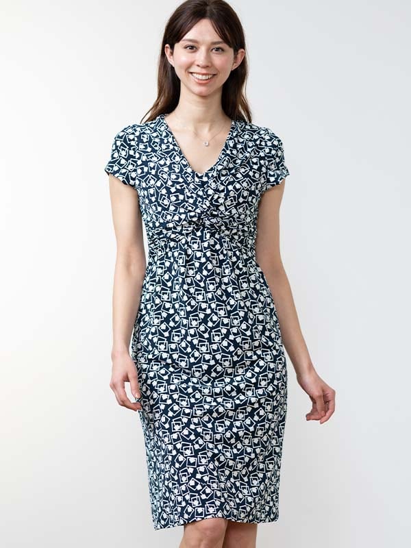 Navy Trump Geo Twist Dress