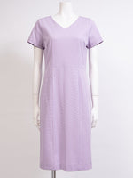 Suit Friendly: Cotton Blend Lilac V-Neck I-Line Dress