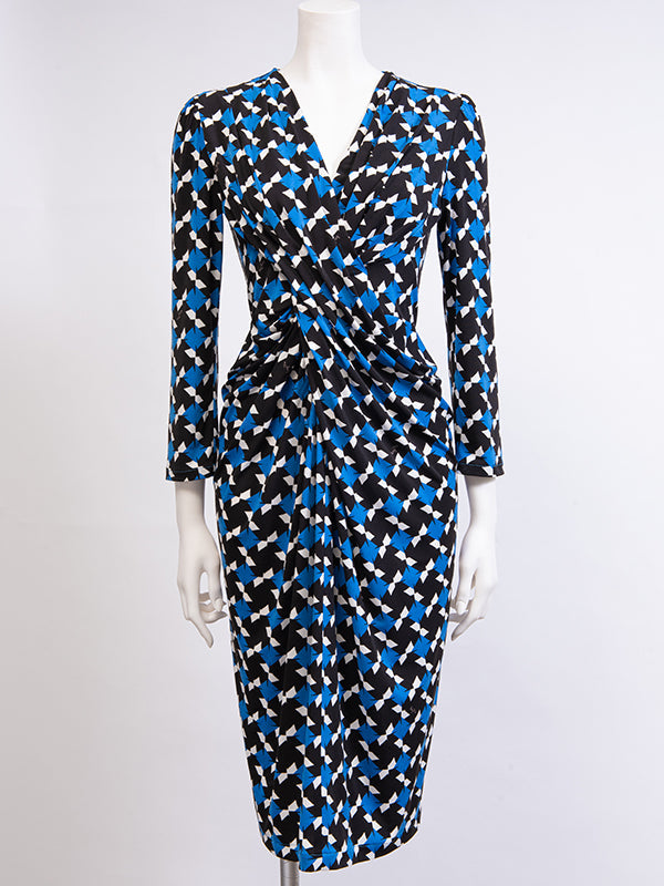 Blue Pinwheel Venus Drape Dress