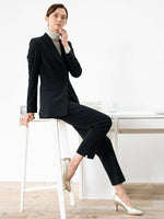 All-Season Material: Black I-Line Tuck Trousers