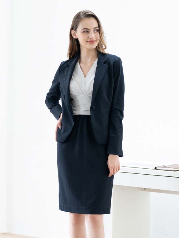Outlast: Light Gray X Navy Pinstripe Docking Shell Dress