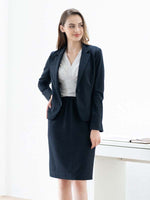 Outlast: Light Gray X Navy Pinstripe Docking Shell Dress