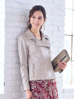 Taupe Peplum Rider'S Jacket