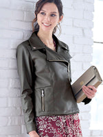 Olive Khaki Peplum Riders Jacket