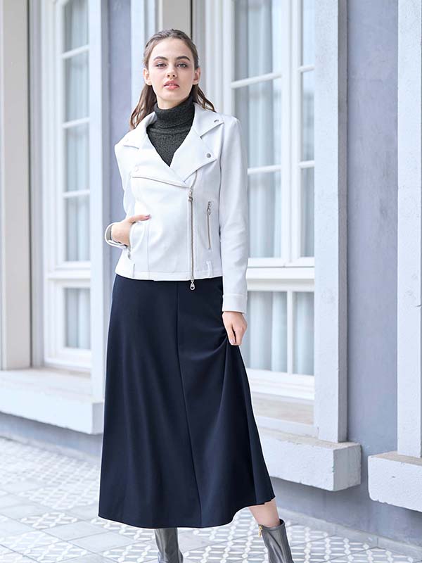Long Length: Navy Bias Long Skirt